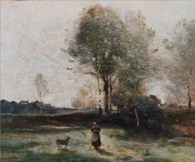 Maisema tai Aamu pellolla tekijältä Jean Baptiste Camille Corot